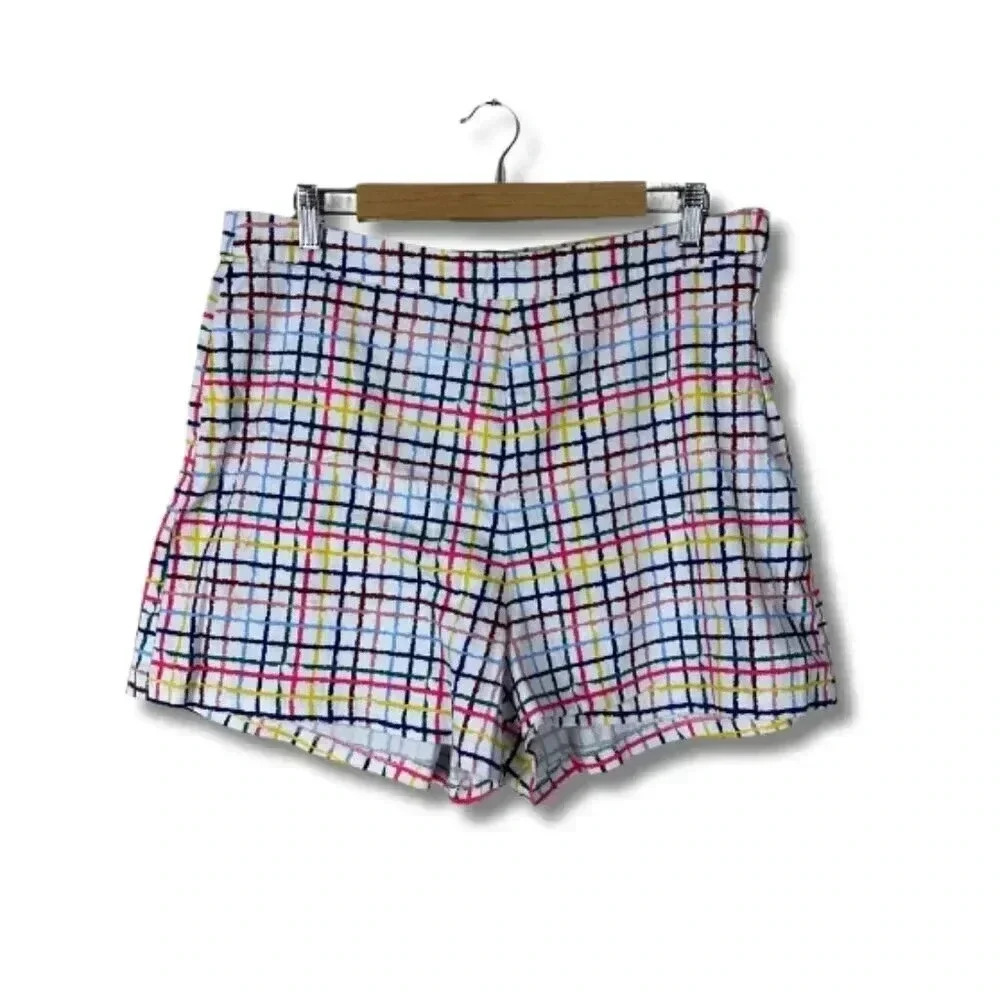 Modcloth X Collectif Summer Party Streamers Shorts Colorful Stripes Size UK 14